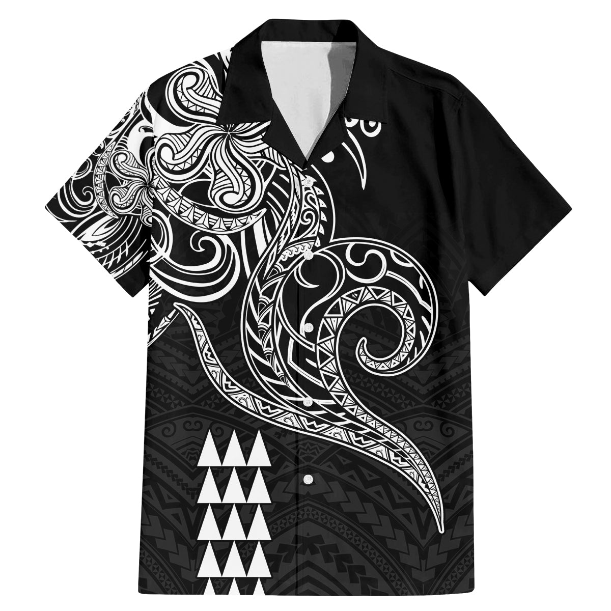 Hawaii Valentine Family Matching Mermaid Dress and Hawaiian Shirt Kakau Polynesian Heart LT01 Dad's Shirt - Short Sleeve Black - Polynesian Pride