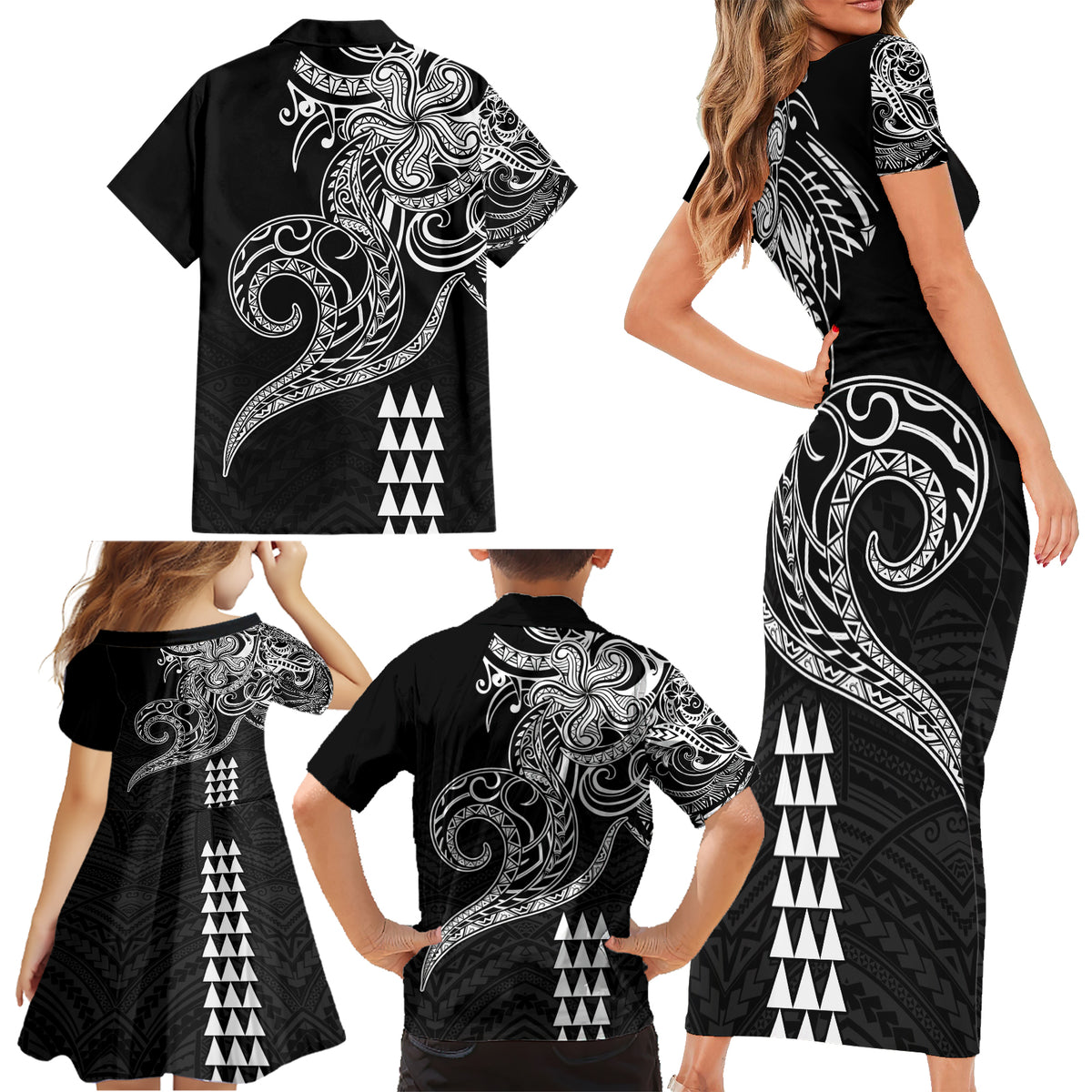 Hawaii Valentine Family Matching Short Sleeve Bodycon Dress and Hawaiian Shirt Kakau Polynesian Heart LT01 - Polynesian Pride