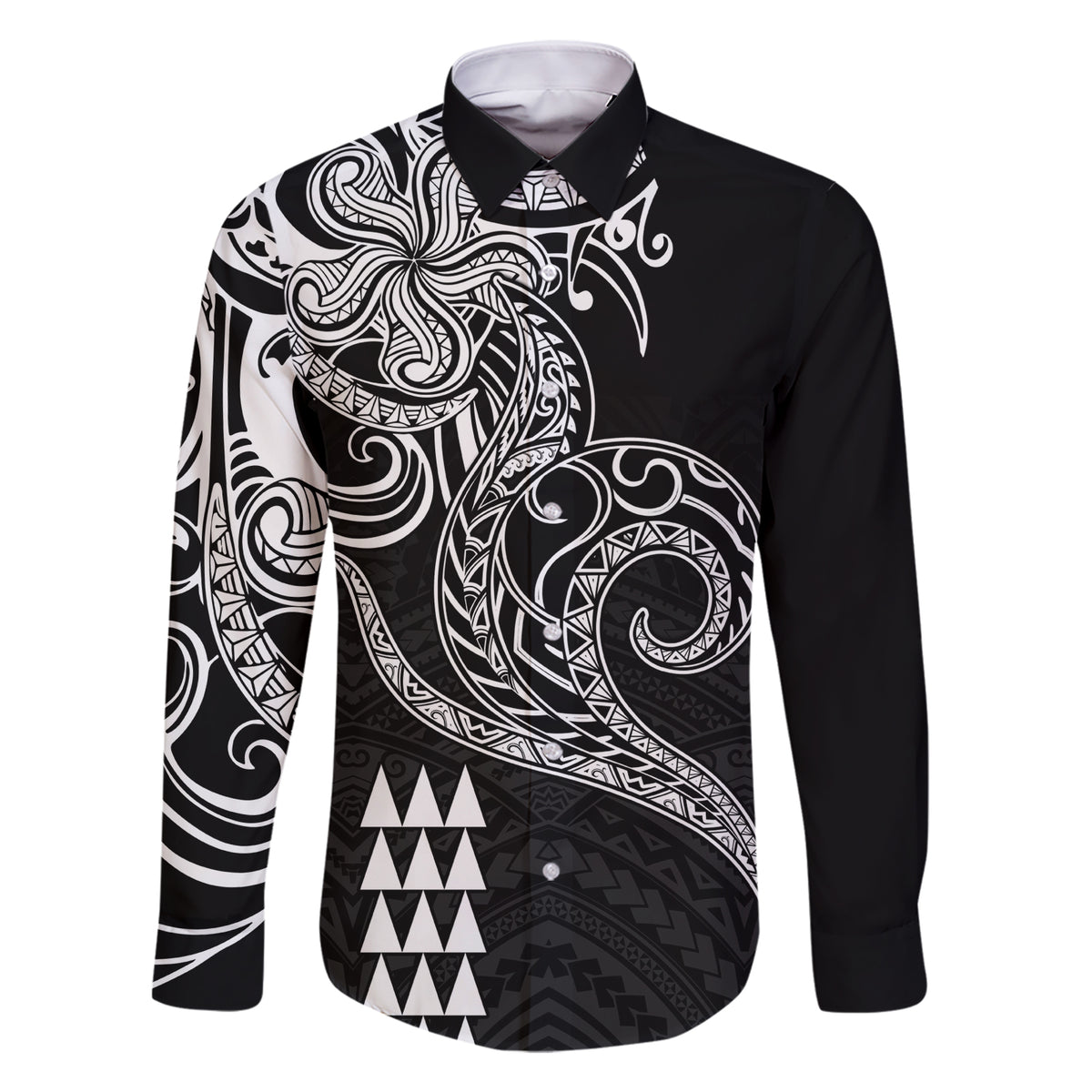 Hawaii Valentine Family Matching Short Sleeve Bodycon Dress and Hawaiian Shirt Kakau Polynesian Heart LT01 Dad's Shirt - Long Sleeve Black - Polynesian Pride