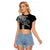 Hawaii Valentine Raglan Cropped T Shirt Kakau Polynesian Heart LT01 Female Black - Polynesian Pride