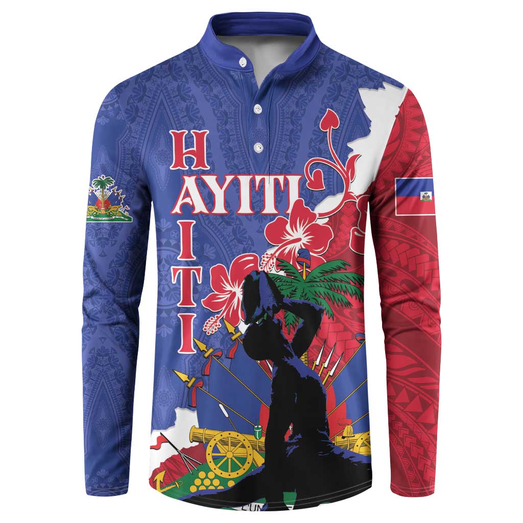 Personalised Haiti Le Marron Inconnu Button Sweatshirt Dashiki Mix Polynesian Pattern