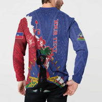 Personalised Haiti Le Marron Inconnu Button Sweatshirt Dashiki Mix Polynesian Pattern