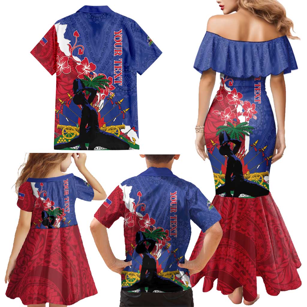 Personalised Haiti Le Marron Inconnu Family Matching Mermaid Dress and Hawaiian Shirt Dashiki Mix Polynesian Pattern