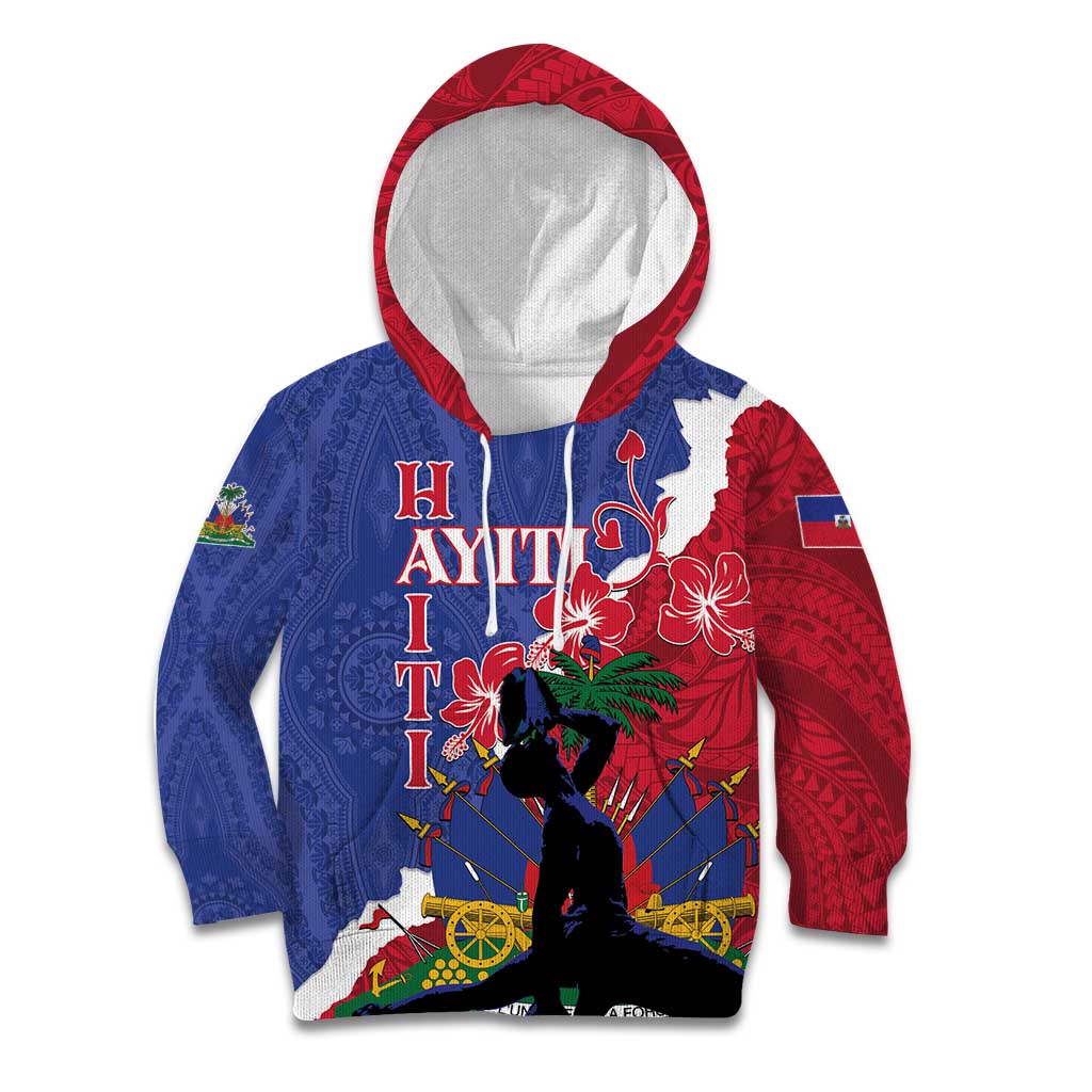 Personalised Haiti Le Marron Inconnu Kid Hoodie Dashiki Mix Polynesian Pattern