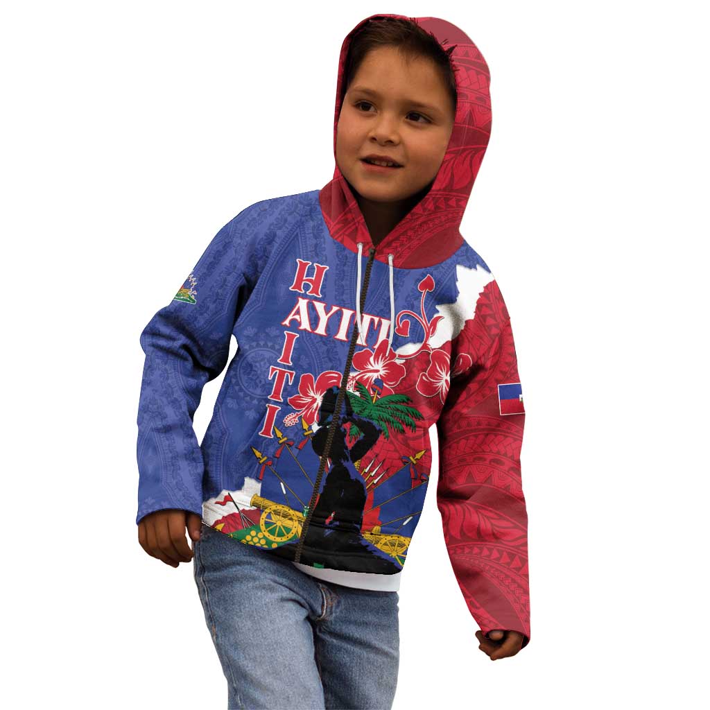 Personalised Haiti Le Marron Inconnu Kid Hoodie Dashiki Mix Polynesian Pattern