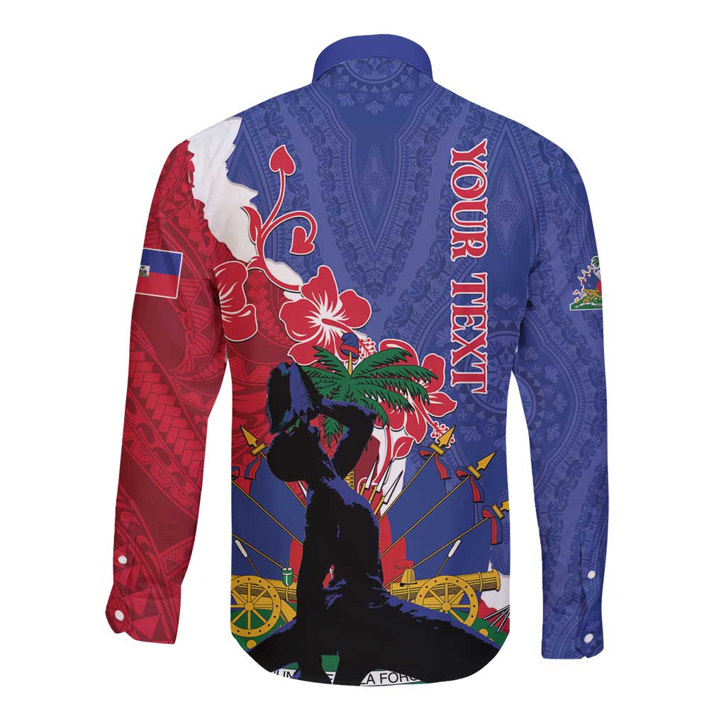 Personalised Haiti Le Marron Inconnu Long Sleeve Button Shirt Dashiki Mix Polynesian Pattern