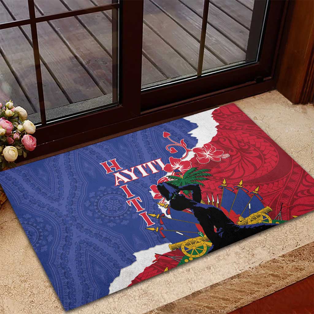 Haiti Le Marron Inconnu Rubber Doormat Dashiki Mix Polynesian Pattern