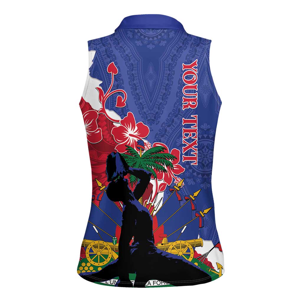 Personalised Haiti Le Marron Inconnu Women Sleeveless Polo Shirt Dashiki Mix Polynesian Pattern LT01 - Polynesian Pride
