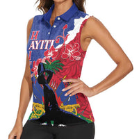 Personalised Haiti Le Marron Inconnu Women Sleeveless Polo Shirt Dashiki Mix Polynesian Pattern LT01 - Polynesian Pride
