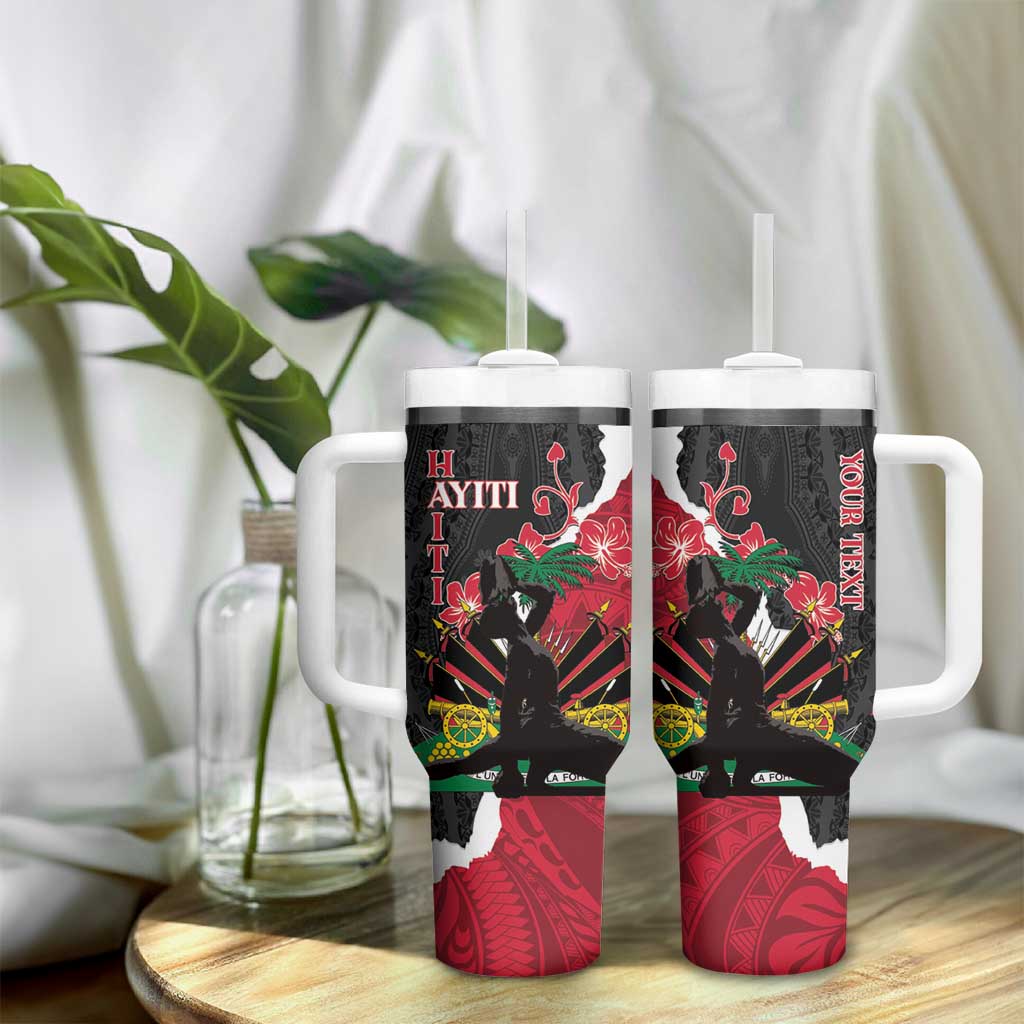 Personalised Ayiti Neg Marron Tumbler With Handle Dashiki Mix Polynesian Pattern