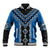 Blue Niho Taniwha Mix Poutama Baseball Jacket Unique Taniko Aotearoa