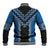 Blue Niho Taniwha Mix Poutama Baseball Jacket Unique Taniko Aotearoa