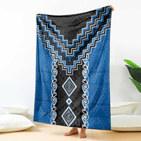 Blue Niho Taniwha Mix Poutama Blanket Unique Taniko Aotearoa