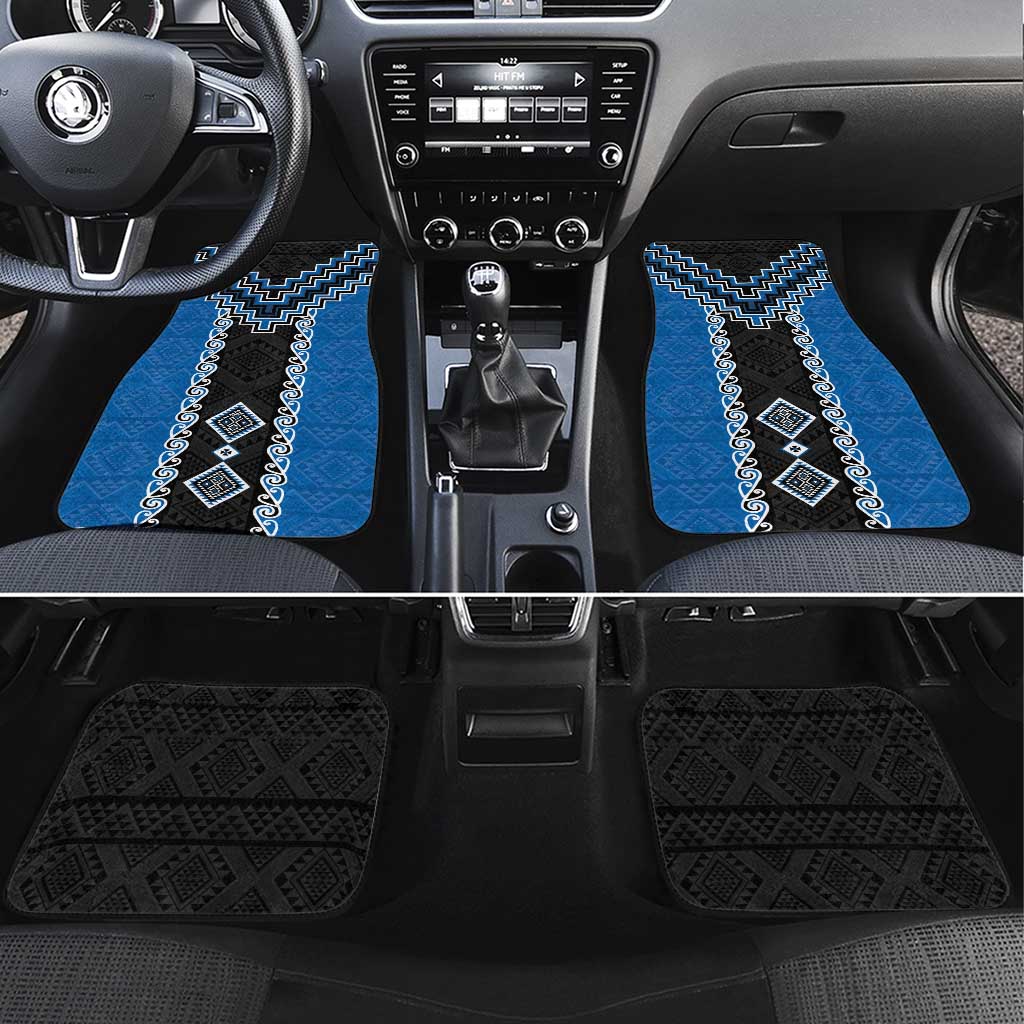 Blue Niho Taniwha Mix Poutama Car Mats Unique Taniko Aotearoa