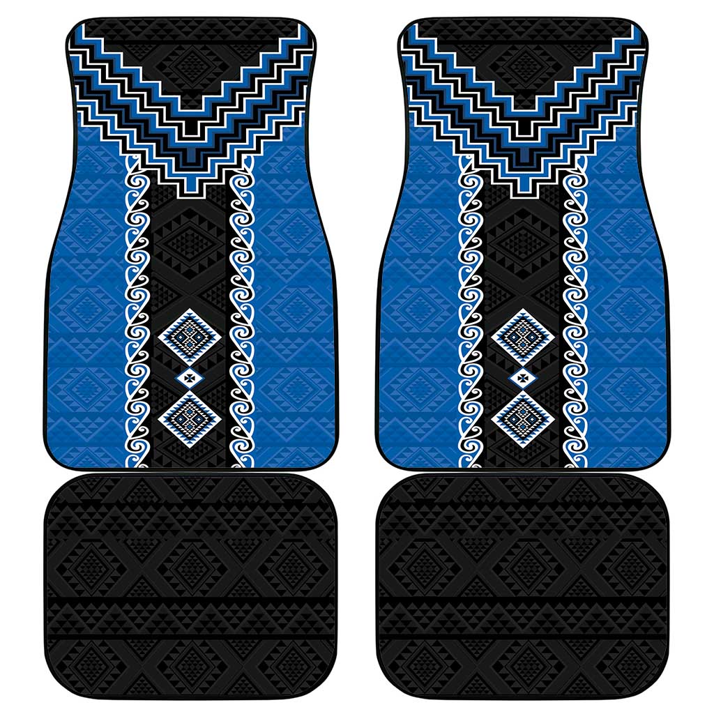 Blue Niho Taniwha Mix Poutama Car Mats Unique Taniko Aotearoa