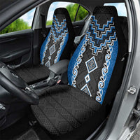 Blue Niho Taniwha Mix Poutama Car Seat Cover Unique Taniko Aotearoa