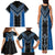 Blue Niho Taniwha Mix Poutama Family Matching Tank Maxi Dress and Hawaiian Shirt Unique Taniko Aotearoa
