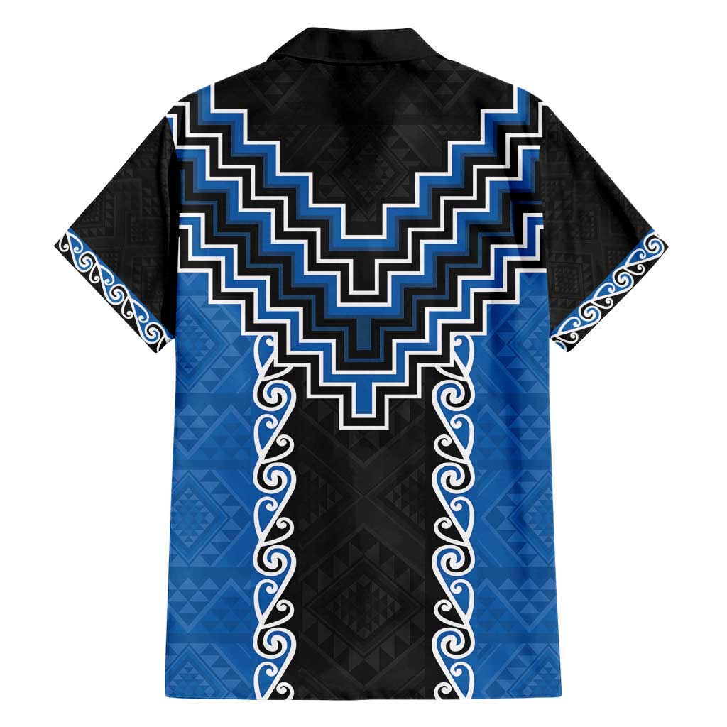 Blue Niho Taniwha Mix Poutama Hawaiian Shirt Unique Taniko Aotearoa