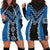 Blue Niho Taniwha Mix Poutama Hoodie Dress Unique Taniko Aotearoa