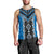 Blue Niho Taniwha Mix Poutama Men Tank Top Unique Taniko Aotearoa