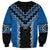 Blue Niho Taniwha Mix Poutama Sweatshirt Unique Taniko Aotearoa