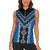 Blue Niho Taniwha Mix Poutama Women Sleeveless Polo Shirt Unique Taniko Aotearoa