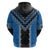 Blue Niho Taniwha Mix Poutama Zip Hoodie Unique Taniko Aotearoa