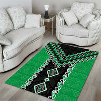Green Niho Taniwha Mix Poutama Area Rug Unique Taniko Aotearoa