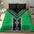 Green Niho Taniwha Mix Poutama Bedding Set Unique Taniko Aotearoa