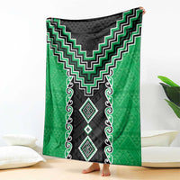 Green Niho Taniwha Mix Poutama Blanket Unique Taniko Aotearoa