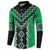 Green Niho Taniwha Mix Poutama Button Sweatshirt Unique Taniko Aotearoa