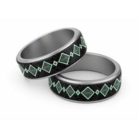 Green Niho Taniwha Mix Poutama Classic Ring Unique Taniko Aotearoa - Polynesian Pride