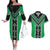 Green Niho Taniwha Mix Poutama Couples Matching Off The Shoulder Long Sleeve Dress and Hawaiian Shirt Unique Taniko Aotearoa