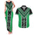 Green Niho Taniwha Mix Poutama Couples Matching Tank Maxi Dress and Hawaiian Shirt Unique Taniko Aotearoa