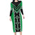 Green Niho Taniwha Mix Poutama Family Matching Long Sleeve Bodycon Dress and Hawaiian Shirt Unique Taniko Aotearoa