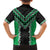 Green Niho Taniwha Mix Poutama Family Matching Off Shoulder Short Dress and Hawaiian Shirt Unique Taniko Aotearoa