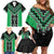 Green Niho Taniwha Mix Poutama Family Matching Off Shoulder Short Dress and Hawaiian Shirt Unique Taniko Aotearoa