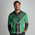 Green Niho Taniwha Mix Poutama Long Sleeve Polo Shirt Unique Taniko Aotearoa