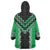 Green Niho Taniwha Mix Poutama Wearable Blanket Hoodie Unique Taniko Aotearoa