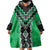 Green Niho Taniwha Mix Poutama Wearable Blanket Hoodie Unique Taniko Aotearoa