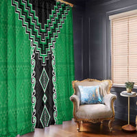 Green Niho Taniwha Mix Poutama Window Curtain Unique Taniko Aotearoa