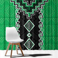 Green Niho Taniwha Mix Poutama Window Curtain Unique Taniko Aotearoa