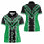 Green Niho Taniwha Mix Poutama Women Polo Shirt Unique Taniko Aotearoa