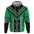 Green Niho Taniwha Mix Poutama Zip Hoodie Unique Taniko Aotearoa