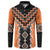 Orange Niho Taniwha Mix Poutama Button Sweatshirt Unique Taniko Aotearoa