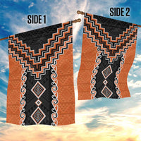 Orange Niho Taniwha Mix Poutama Garden Flag Unique Taniko Aotearoa