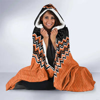 Orange Niho Taniwha Mix Poutama Hooded Blanket Unique Taniko Aotearoa