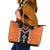 Orange Niho Taniwha Mix Poutama Leather Tote Bag Unique Taniko Aotearoa