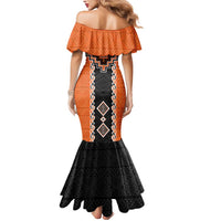 Orange Niho Taniwha Mix Poutama Mermaid Dress Unique Taniko Aotearoa LT01 - Polynesian Pride
