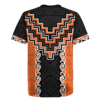 Orange Niho Taniwha Mix Poutama Rugby Jersey Unique Taniko Aotearoa